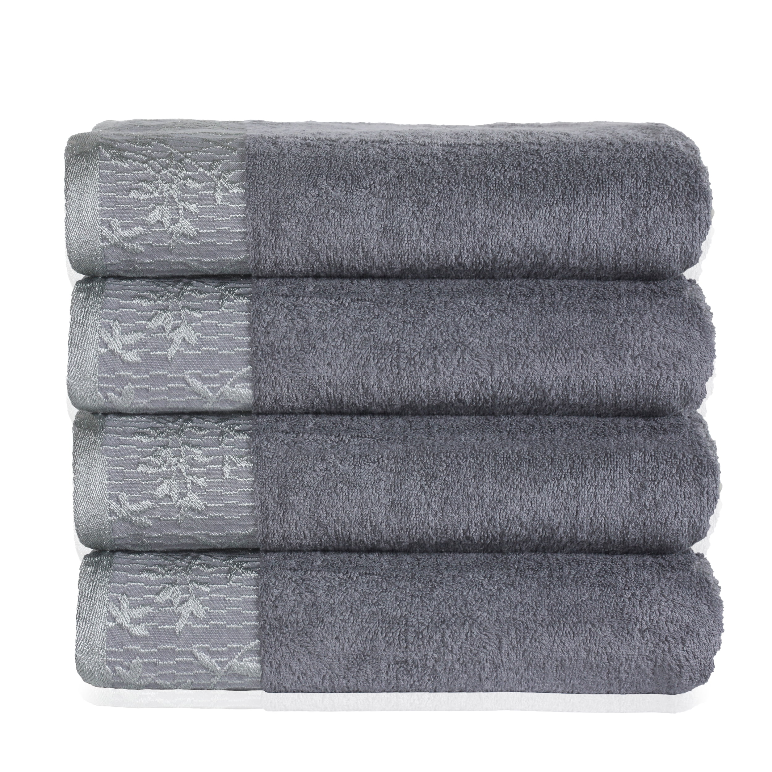 4-Piece Cotton Grey Wisteria Decorative Bath Towel Set by Blue Nile ...