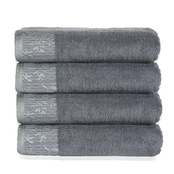 4-Piece Cotton Grey Wisteria Decorative Bath Towel Set by Blue Nile Mills