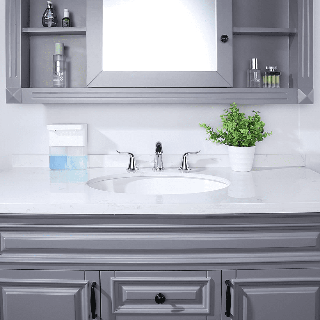 WOWOW Chrome 3 Hole Widespread Bathroom Faucet Chrome Bathroom Sink Faucets 2 Handle Bath Faucet