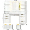 thumbnail image 5 of Ktaxon Large Makeup Vanity with 9 Drawers, Flutted Vanity Table Set with Lighted Mirror, Get Ready with Me, White, 5 of 8