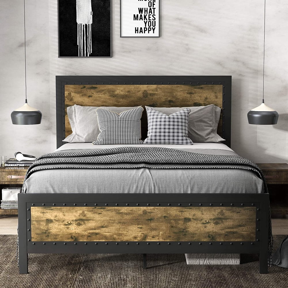 Amolife Full Size Heavy Duty Metal Bed Frame with Rivet and 13 Strong