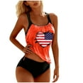 thumbnail image 2 of Sakmal Womens Tankinis Plus Size Padded Swimwear Orange Tropical American Flag Bathing Suits for Women with High Waisted Bottom, 2 of 5