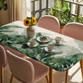 thumbnail image 3 of Palm Leaves Tropical Table Cloths for 3 Foot Rectangle Tables, Green Botanical Summer Linen Patio Waterproof Elastic Fitted Tablecloths, Washable Rectangular Table Cover for Camping, 3 of 8
