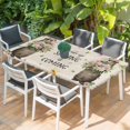 thumbnail image 2 of Rustic Groundhog Table Cloths for 6 Foot Rectangle Tables, Spring Floral Butterfly Botanical Patio Waterproof Elastic Fitted Tablecloths, Washable Rectangular Table Cover for Camping, 2 of 8