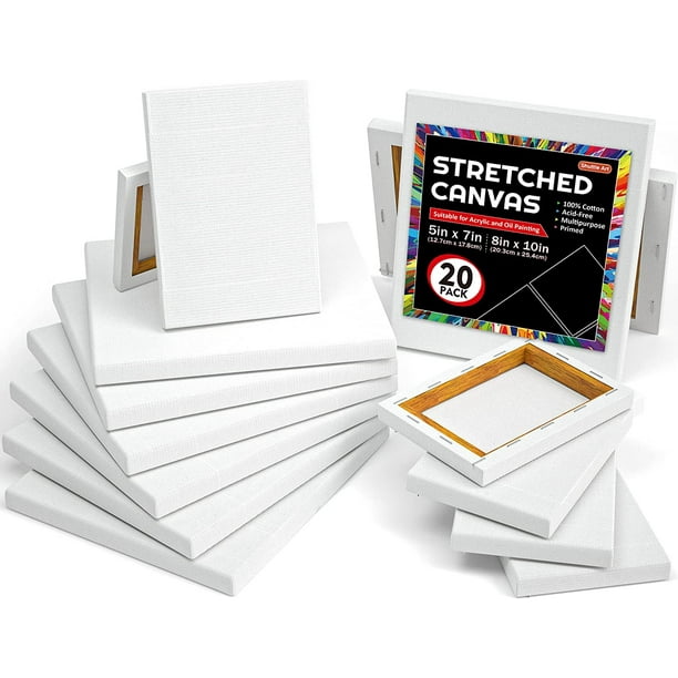 Shuttle Art Stretched Canvas, 20 PCS Value Pack, 5 x 7, 8 x 10 Inches