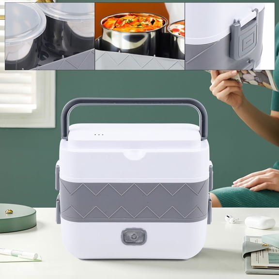 Vintoro 2L Portable Electric Lunch Box, 2-tier Food Warmer Lunch Box with Four Containers, 200W 110V