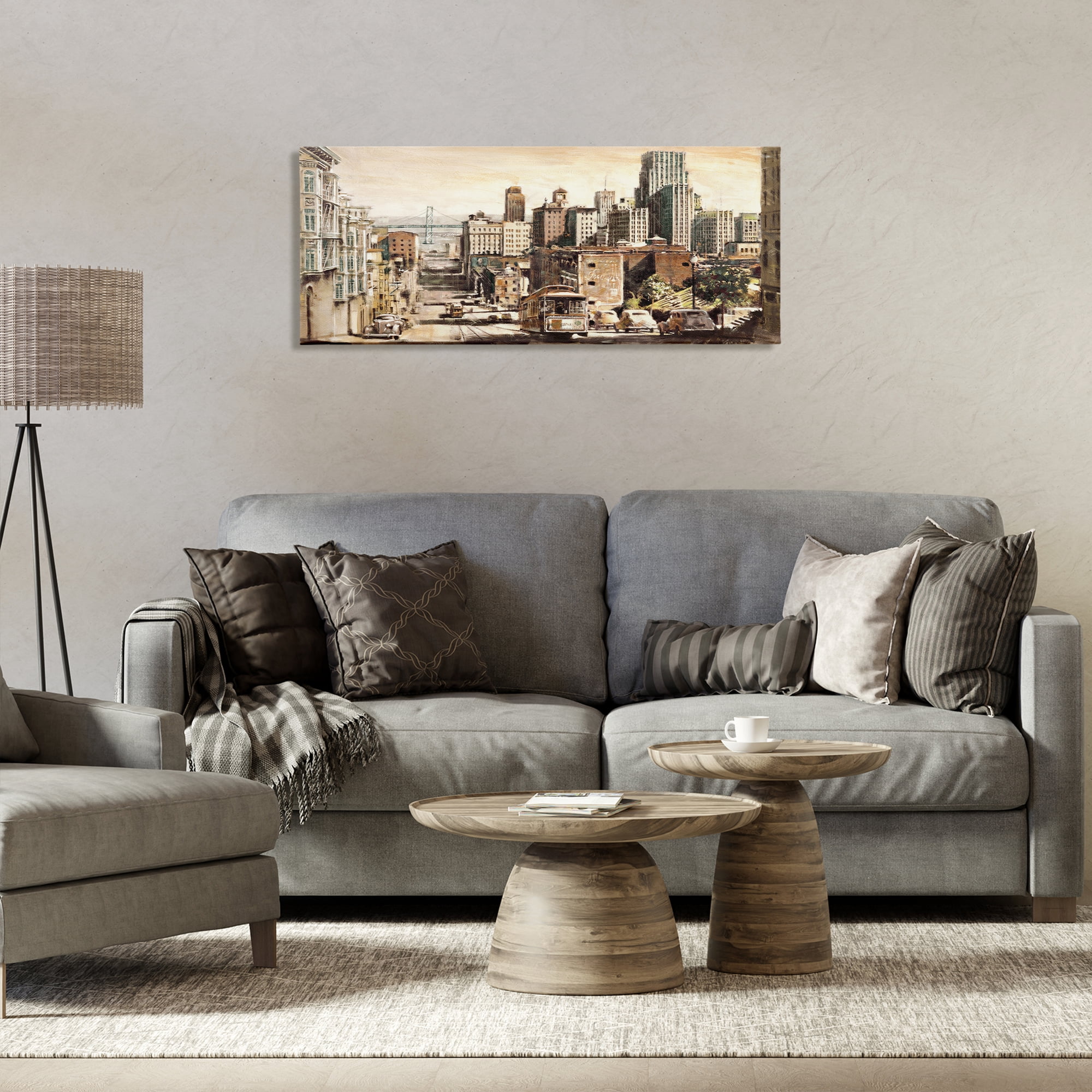 Stupell Industries Industrial City Scene Scenery Painting Gallery Wrapped Canvas Art Print Wall Art, 40 x 17