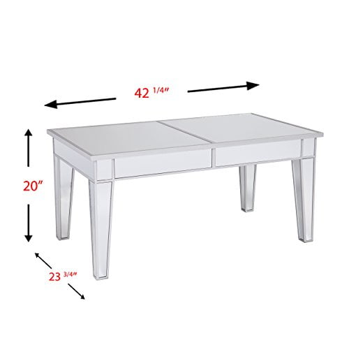 Southern Enterprises Mirage Cocktail Table - Mirror Finish w/Silver Trim - Glam Style