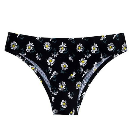 

iOPQO womens underwear 1 Pieces Women Print Lingerie Temptation Low-waist Panties Underwear Briefs Black XL