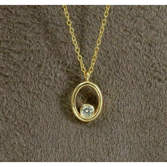 Classic 1Ct Round Cut Lab Created Diamond Solitaire Pendant 18"Free Chain 14K Yellow Gold Plated
