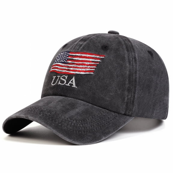 Womens Visor Hats AURORADY Washed American Flag Baseball Cap Retro Adjustable Sun Dad Hats for Men Women Fashion Trucker Cap Unisex, Dark Gray One Size Baseball Caps