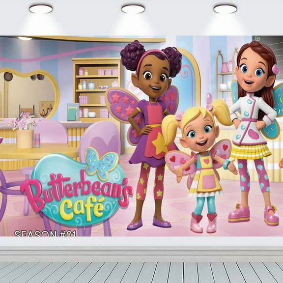 Butterbean's Cafe Party Supplies Backdrop Banner Poster Birthday Decorations Background for Photography Taspestry