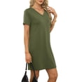 thumbnail image 5 of CIENVNSTG Women V-Neck Sampeel Dresses Sundresses Fashion Clothing Summer Casual Business Elegant Classy Work Clothes Vacation Dress 2026 Army Green S, 5 of 6