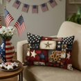 thumbnail image 5 of 2 Pack Outdoor Waterproof Throw Pillows,4th of July Retro USA Flag Decorative Rectangle Pillow Case Patio Pillows for Chair Couch Sofa 20x12in, 5 of 9