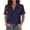 Navy, variant on Zeagoo Shirts for Women Trendy Rolled Cuffed Short Sleeve Button Up Blouse Business Casual Tops