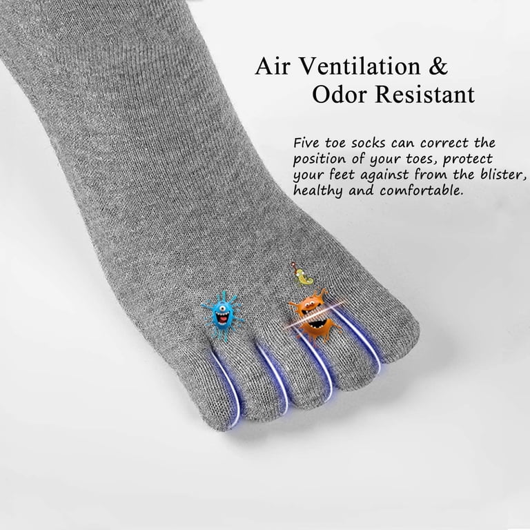 AMITOFO Men's Five-Toe Crew Socks, 5-Pairs photo 3