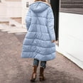 thumbnail image 5 of Eryao Long Puffer Jacket Womens Winter Reversible Padded Down Hooded Jackets Thicken Warm Shearling Fleece Parka Coats with Pockets,Light Blue XXL, 5 of 8