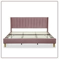 thumbnail image 4 of Tslinn Low Profile Upholstered Platform Bed,King Beds With Pink(Velvet), 4 of 5