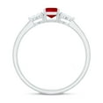 thumbnail image 2 of Rosec Jewels Emerald Cut Lab Grown Ruby Solitaire Ring with Diamond (4X6 mm, AAAA Grade), 18K White Gold, US 10.50, 2 of 8