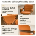 thumbnail image 4 of 26" Swivel Bar Stool Set of 1, 360° Counter Height Bar Stool with Back & Arms, Farmhouse Upholstered Barstool with Walnut Frame Faux Leather Counter Chair for Kitchen Island Orange, 4 of 13