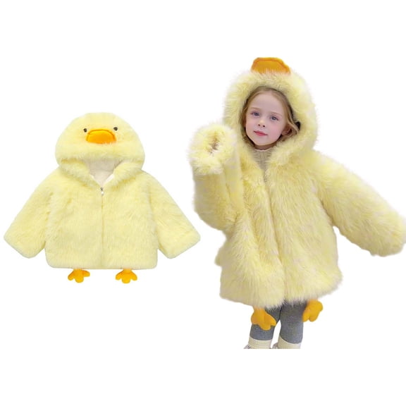 Kids Coats Girls Cute Hooded Girls Fluffy Jacket Jacket Girls Warm Winter Coat Girls Winter Coat Size 8-9 Years