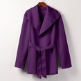 thumbnail image 3 of Lyinloo Woman Long Jackets Long Solid Woolen Coats Double Breasted Warm Blet Outwear Purple L, 3 of 5