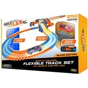 Max Flex RC 250 Piece Blaze Edition - Award Winning R/C Light Trace Technology Glow in The Dark Flexible Track System