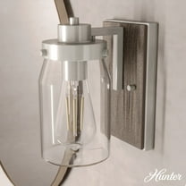 Hunter - Devon Park 1-light Brushed Nickel, Small Sconce Light, Dimmable, Rustic Style, for Bedrooms, Dining, Living Rooms - 48016