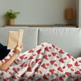 thumbnail image 3 of Mushroom Soft Flannel Fleece Throw Blanket, Cartoon Style Amanita Mushrooms Dotted Forest Plants Summer Nature Kids Design, Cozy Plush for Indoor and Outdoor Use, 50" x 60", Cream Red, by Ambesonne, 3 of 5