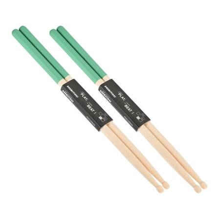 Maple Wood Drumstick 5A Anti Slip Handle Grips Drum Stick Green for Drumming Musical, 2 Pair