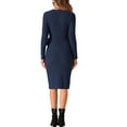 thumbnail image 3 of INSPIRE CHIC Women's Wrap V Neck Dress Long Sleeve Tie Waist Casual Fall Midi Dresses S Dark Blue, 3 of 6