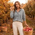 thumbnail image 5 of Button Down Cardigan Sweaters for Women Hooded Long Sleeve Knit Tops Casual Solid Color Loose Fit Drawstring Hood, 5 of 9