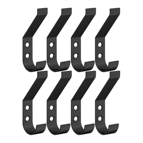8 ganchos para abrigos Ganchos de pared con capacidad de carga de 20 lb para colgar (máx.) Perchero de pared Ganchos dobles para bolsas, toallas, sombreros y llaves Negro
