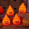thumbnail image 1 of Farol de calabaza de Halloween | Luz nocturna LED luminosa | Decoración de caras demoníacas de horror | Atmosferas Espeluznantes | Plástico naranja esmerilado | Mesa portátil | 9,7x7,4x7cm | 1 Pack, 1 of 6