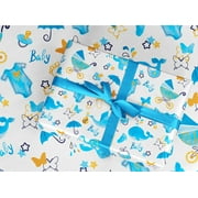 Baby Boy Gift Wrapping Paper 30" x 84" Sheet Vintage Style