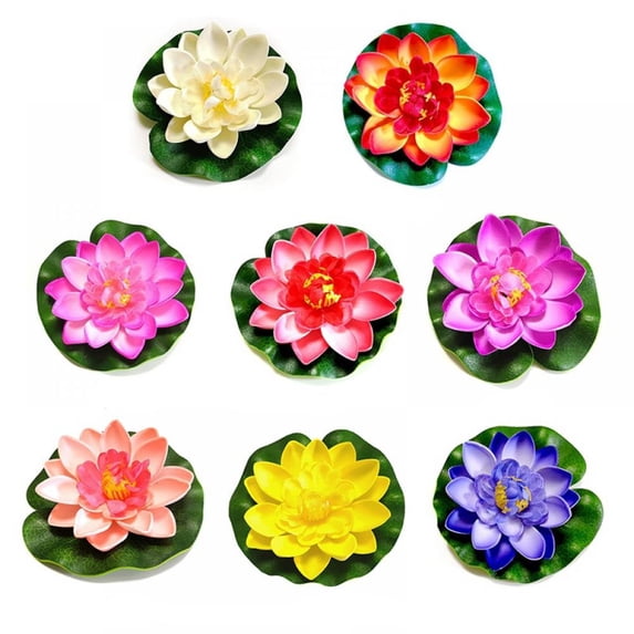 Forzero 8 Packs 10CM Simulation Lily Fake Flower Pool Fish Tank Decoration Simulation Flower Water Lily Fake Lily