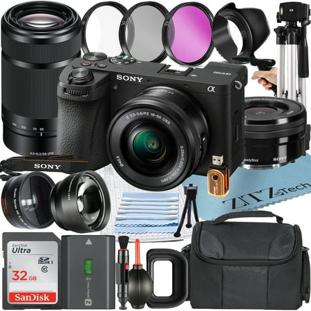 Sony a6700 Mirrorless Camera with 16-50mm + E 55-210mm OSS Lens + SanDisk 32GB Card + Telephoto + Cleaning Kit + ZeeTech Accessory Bundle