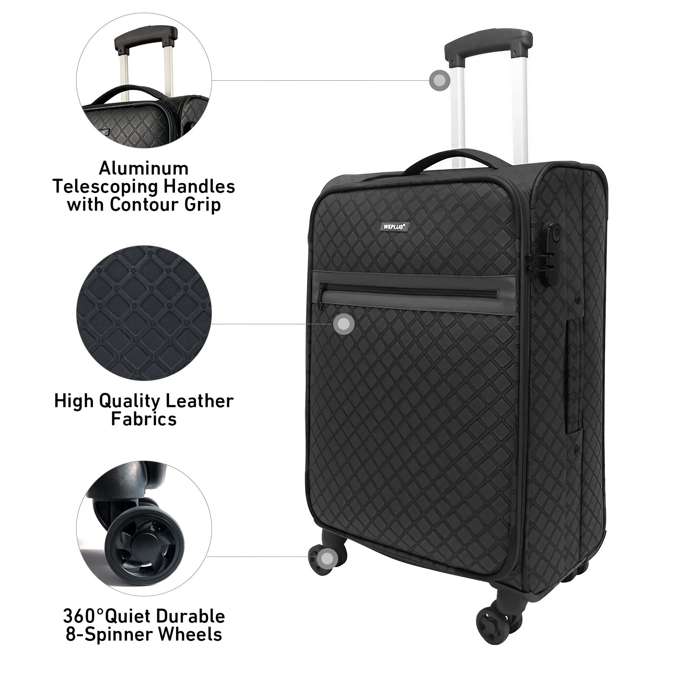 WEPLUS 5 piece Suitcases Luggage(20",24"),PU Leather Softside Suitcase with Double Spinner Wheels