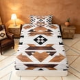 thumbnail image 4 of Manfei Southwestern Geometric Twin Sheets, Hippie Aztec Bedding, White Brown Black, Reversible 3pcs1 Flat Sheet + 1 Fitted Sheet + 1 Pillowcase, 4 of 6