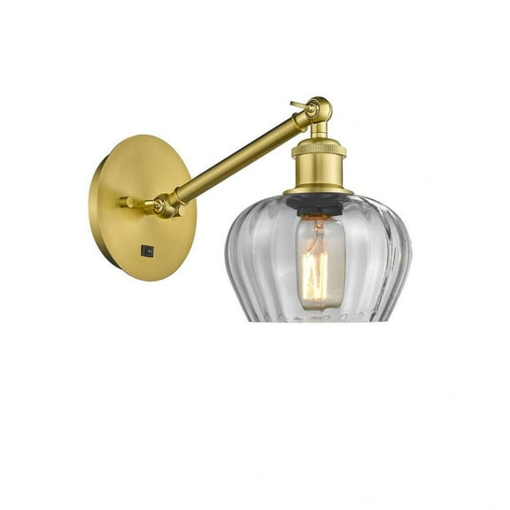 317-1W-SG-G92-LED-Innovations Lighting-Fenton - 1 Light Wall Sconce In Art Nouveau Style-9.88 Inches Tall and 6.5 Inches Wide Satin Gold Clear