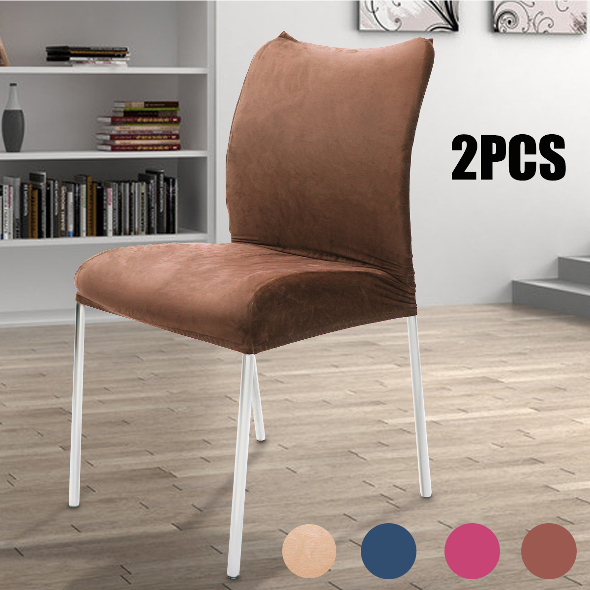 2Pcs Universal Washable Dining Chair Short Seat Cover Farley Velvet