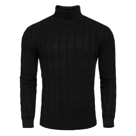 COOFANDY Men's Slim Fit Turtleneck Long Sleeve Sweater Casual Twisted Knitted Pullover Sweaters