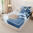 thumbnail image 2 of jejeloiu Nautical Abstract Zipper Full Size Comforter Sets with Fitted Sheet and 2 Pillowcases For Men Women,Coastal Print Zipper Bedding Set,Blue Brown,Reversible,4-Piece, 2 of 7