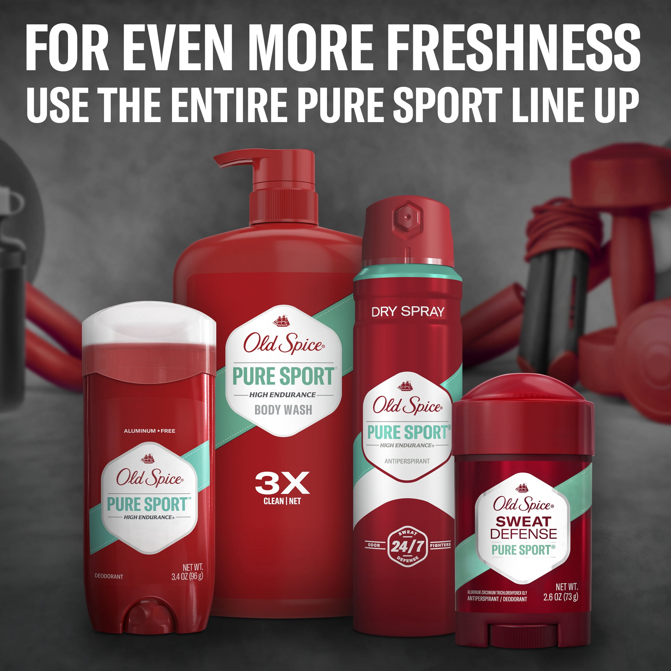(4 pack) Old Spice Body Wash for Men, Pure Sport, 24/7 Shower Fresh, 33.4 fl oz