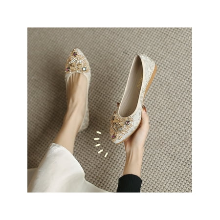 

Eloshman Ladies Flat Shoes Slip On Flats Comfort Loafers Work Anti-Slip Non-slip Casual Shoe Lightweight Apricot Style C 5.5