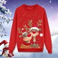 thumbnail image 2 of Fiaer Matching Family Christmas Sweatshirts Cute Funny Reindeer Long Sleeve Xmas Pullover Plus Size Crewneck Trendy Loose Fit Holiday Soft Tops Kid 6Y, 2 of 4