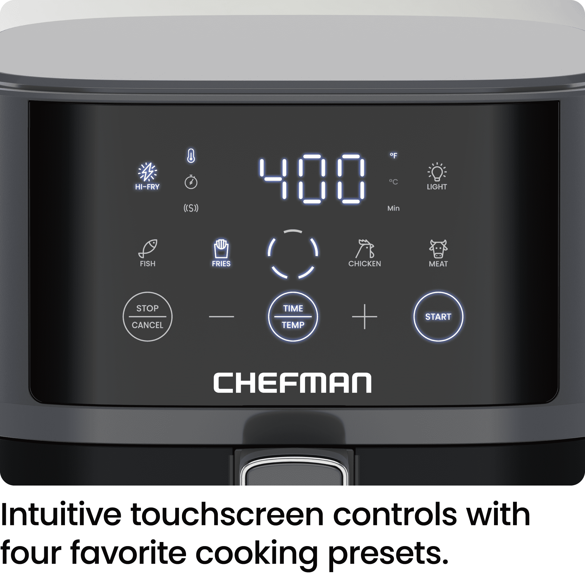 Open Box Chefman TurboFry® Touch 4-Qt Easy-View Air Fryer w/ 4 Cooking Presets and 450°F Hi-Fry Button - Gray