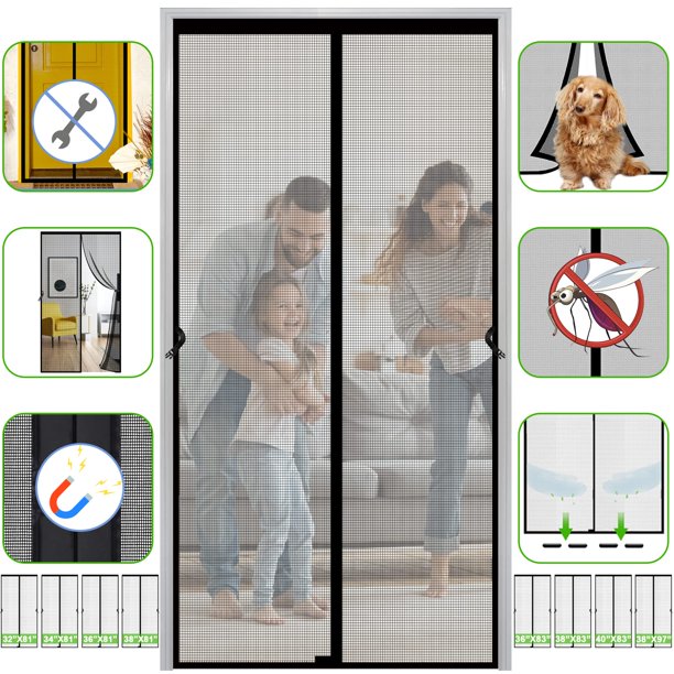 Puerta mosquitera magnética Firguny de malla de fibra de vidrio 96,5 x 211 cm