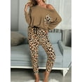 thumbnail image 2 of Gvmfive Women Homewear 2 Piece Pajama Set Front Pocket Loose Tops Leopard Drawstring Pants, 2 of 4