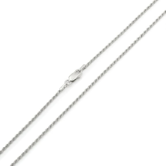 925 Italian Sterling Silver 1mm Solid Rope Diamond Cut Chain, FREE Microfiber Cloth, ITProLux Link Mens Womens Necklace, Giorgio Bergamo